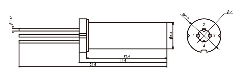 Desenhos mecânicos dos componentes do laser de diodo 04BCK_RealLight
