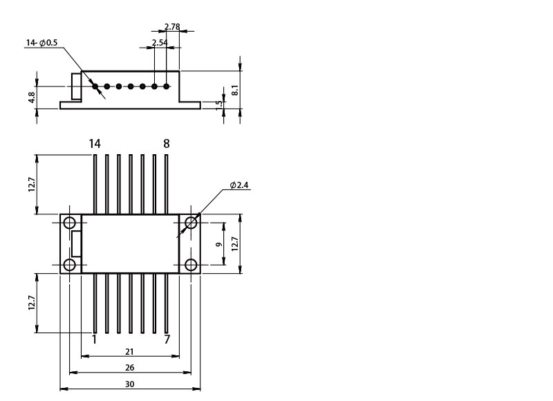 14SBTF (Espaço Livre) Componentes de Laser de Diodo Desenhos Mecânicos_RealLight