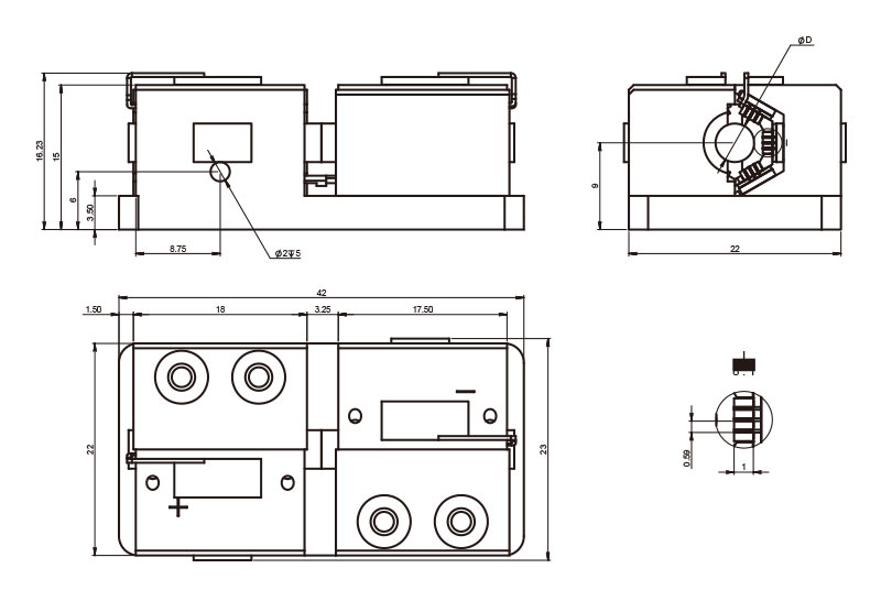 Modulo a pompaggio laterale con diodi QCW raffreddati a conduzione da 2400 W - Disegni meccanici_RealLight
