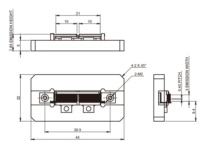 Array di diodi laser raffreddati a conduzione AA-2 (1600W) - Disegni meccanici - RealLight