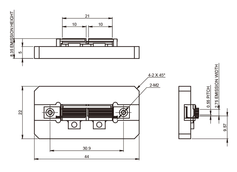 Array di diodi laser raffreddati a conduzione AA-2 (2400W) - Disegni meccanici - RealLight