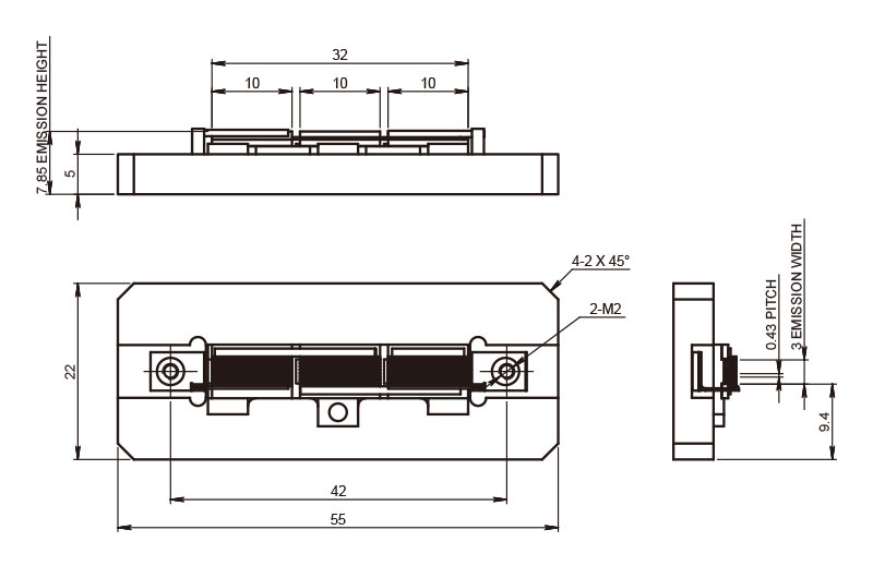Array di diodi laser raffreddati a conduzione AA-3 (2400W) - Disegni meccanici - RealLight