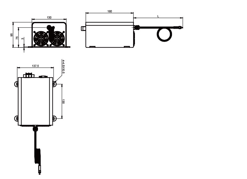 Disegno meccanico del modulo laser a diodo serie AWMO-C (15W) - RealLight