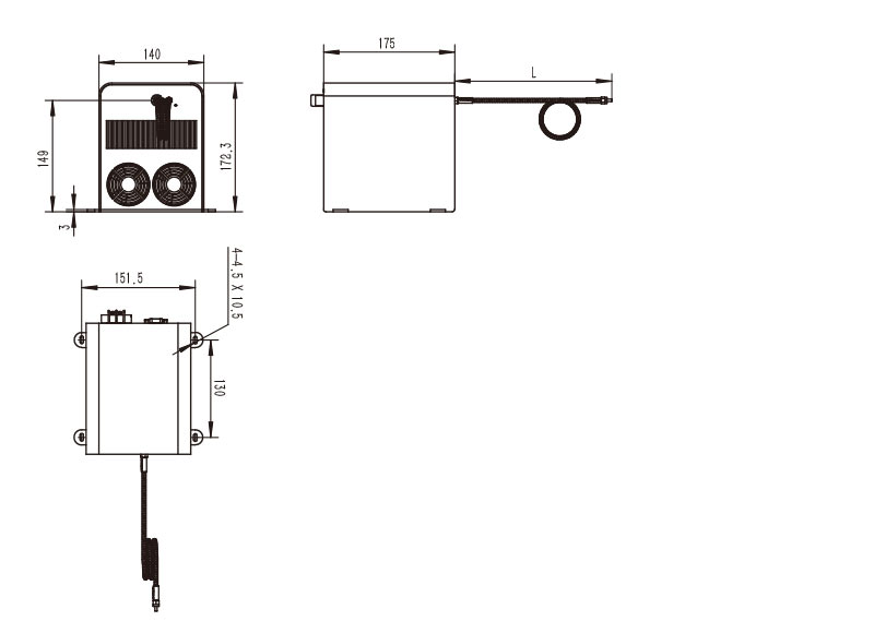 Disegno meccanico del modulo laser a diodo serie AWMO-D (30W) - RealLight