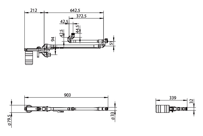 Braço articulado e peças de mão para laser de picossegundos - Desenhos mecânicos_RealLight