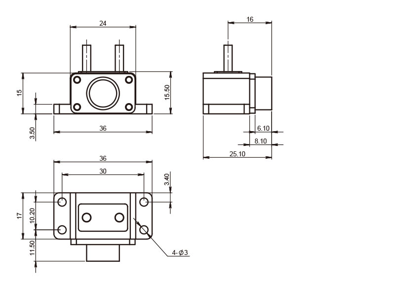 GS06B-5x9-FS Array di laser a diodi raffreddati a conduzione Disegni meccanici_RealLight