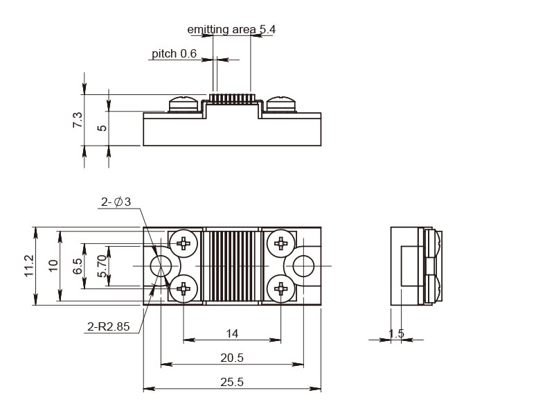 GS15 Array di laser a diodi impilati verticali raffreddati a conduzione - Disegni meccanici_RealLight