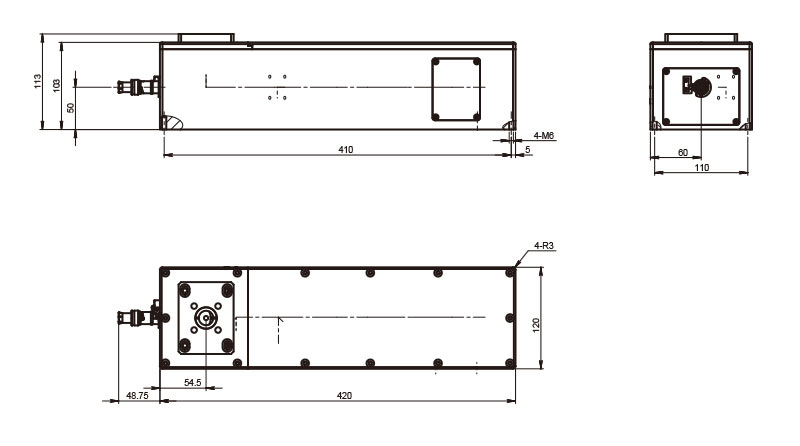 Serie HQF Laser Er:YAG a impulsi lunghi pompato a lampada da 2940 nm - Disegni meccanici_RealLight