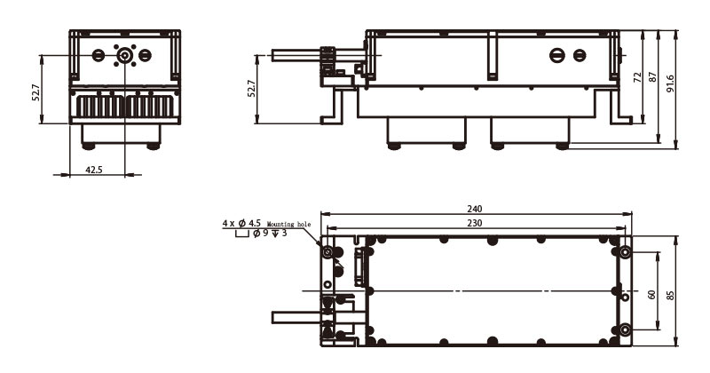 Laser sub-nanosecondi ad alta potenza di picco serie HQP - Disegni meccanici_RealLight