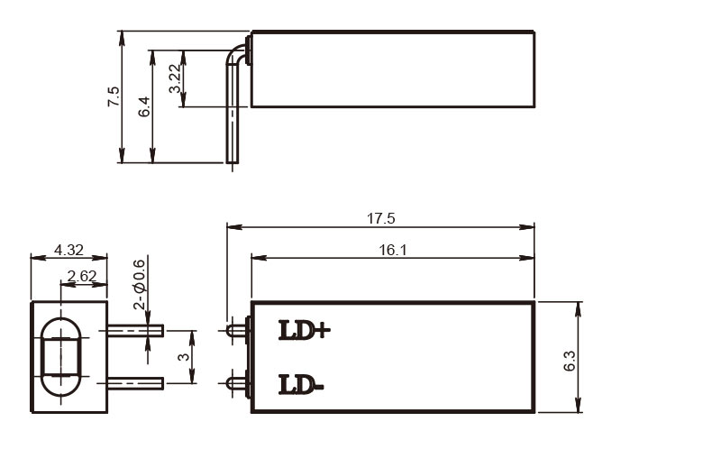 Mini lasers de vidro de érbio de 1535 nm - Desenhos mecânicos_RealLight