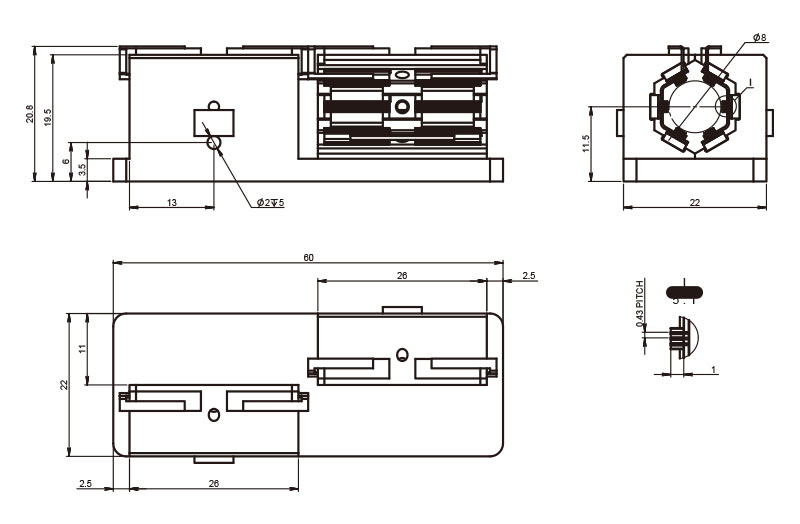 PA-2 (4800 W) Array di laser a diodi poligonali raffreddati a conduzione - Disegni meccanici - RealLight
