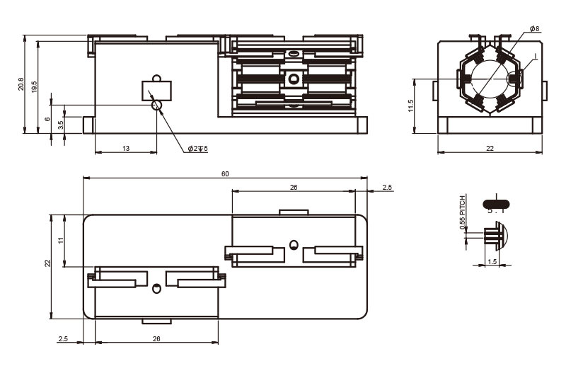 PA-2 (7200 W) Array di laser a diodi poligonali raffreddati a conduzione - Disegni meccanici - RealLight