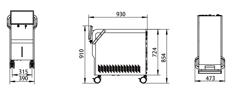 نظام التحكم في مصدر الطاقة لأجهزة الليزر المضخّة بالمصباح (SCR-2kW-220V) - رسومات ميكانيكية - RealLight