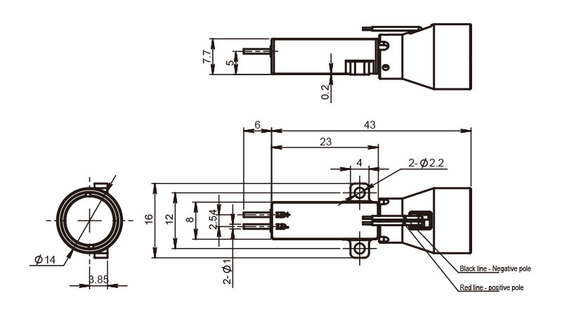 Transmissor laser seguro para os olhos da série T01 - Desenhos mecânicos_RealLight