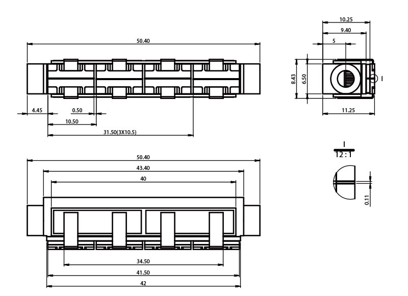 WA-4 (1x4) Array di laser a diodi raffreddati ad acqua - Disegni meccanici - RealLight