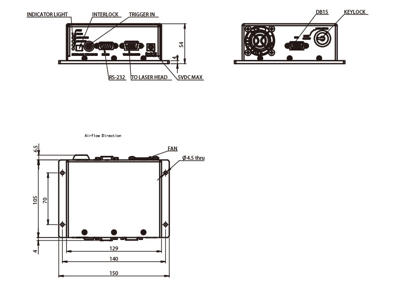 MCH Series 300ps SLM Microchip Laser Power Supply Mechanical-Drawings_RealLight