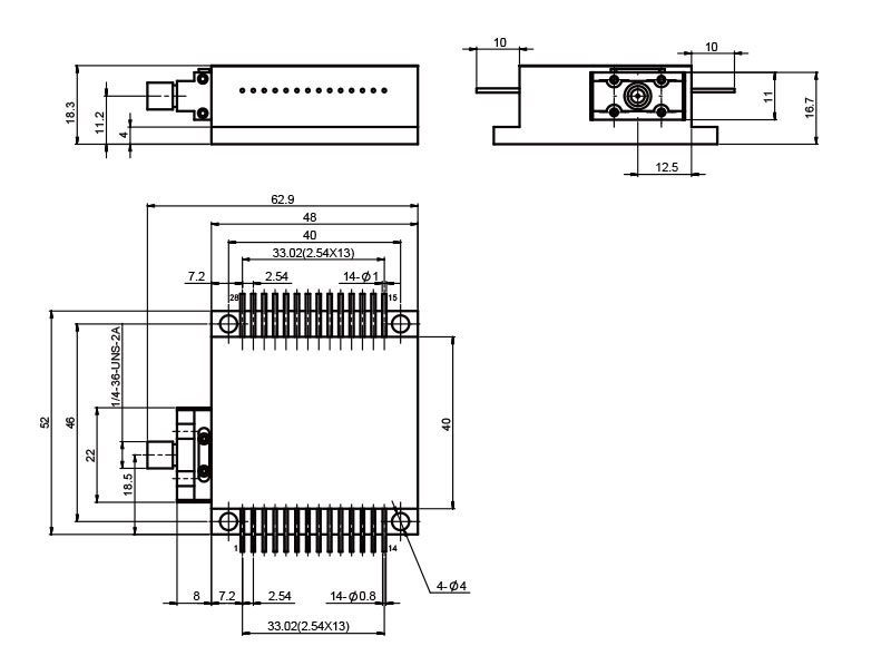 Componenti laser a diodo ad alta potenza R7M - Disegni meccanici - RealLight