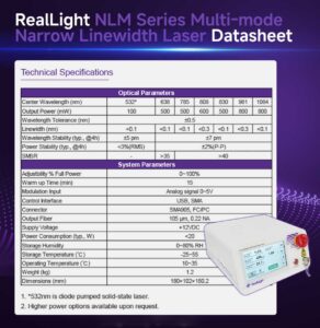 RealLight NLM Series Multi-mode Narrow Linewidth Laser Datasheet