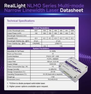 RealLight NLMO Series Multi-mode Narrow Linewidth Laser Datasheet
