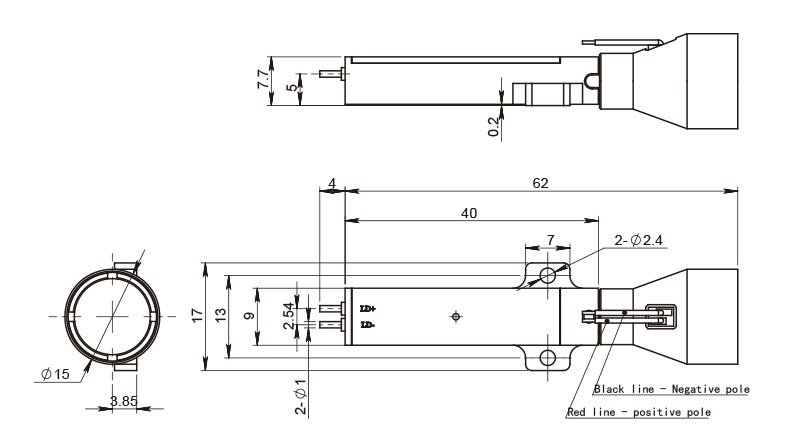 800μJ 1535nm Laser Transmitter Size Diagram