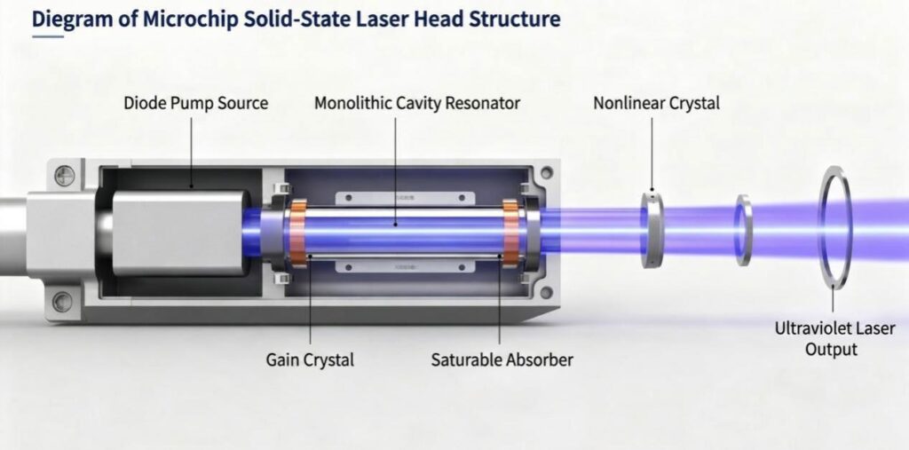 Diegram of Microchip Solid-State Laser Head Structure